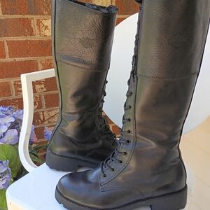HARLEY DAVIDSON SZ 8 1/2 "LYNWOOD" KNEE HIGH LACE UP/ZIP SUPPLE LEATHER BOOTS LN